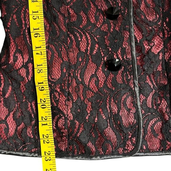 Victor Costa Black Lace Overlay Jacket Sz 10 Belted Waist Whimsigoth Cocktail - Picture 6 of 7
